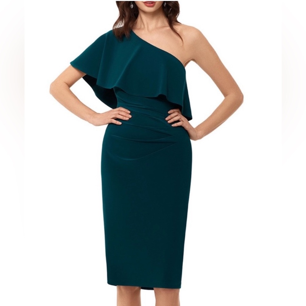 Xscape NWT Teal One-Shoulder Dress size 8